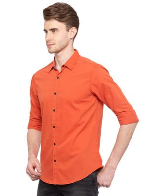 orange solid casual shirt - 16196354 - Standard Image - 2