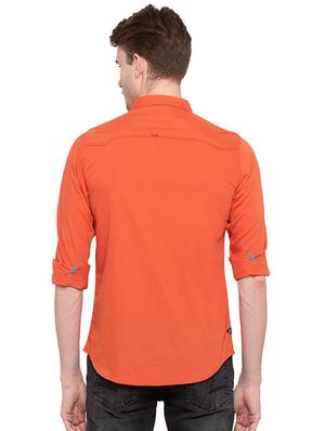 orange solid casual shirt - 16196354 - Standard Image - 3