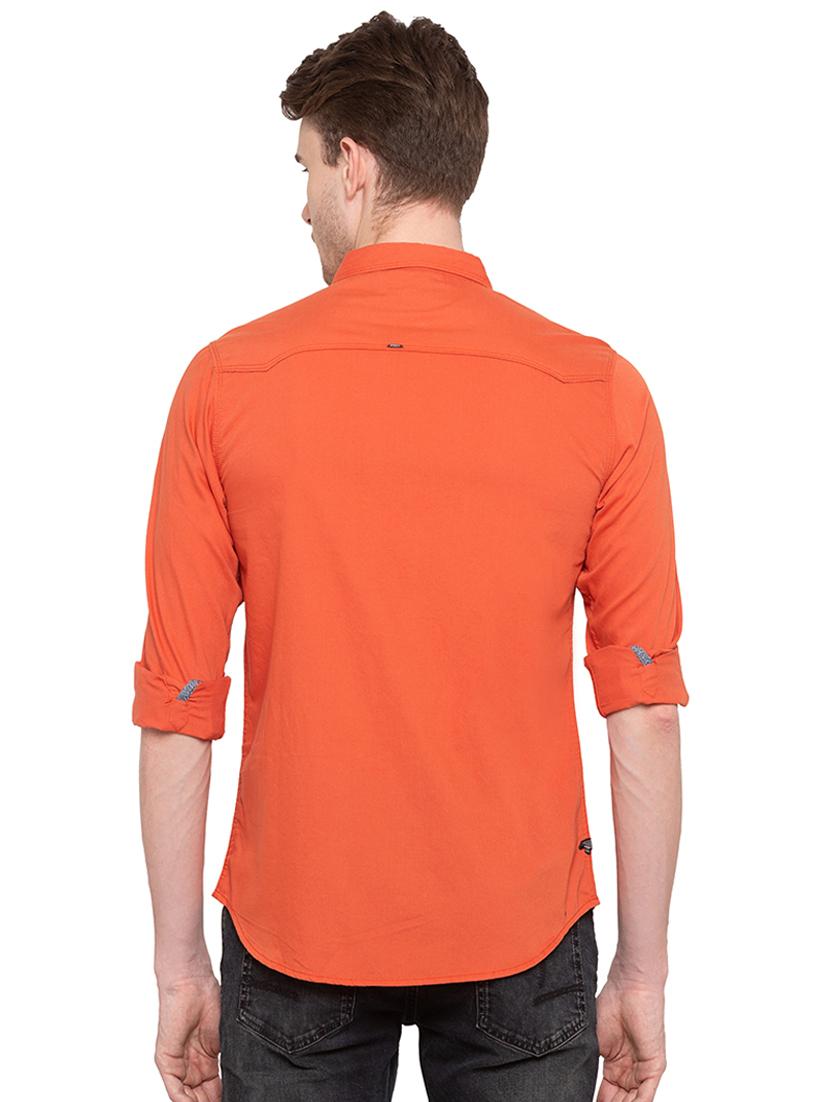 orange solid casual shirt - 16196354 - Zoom Image - 3