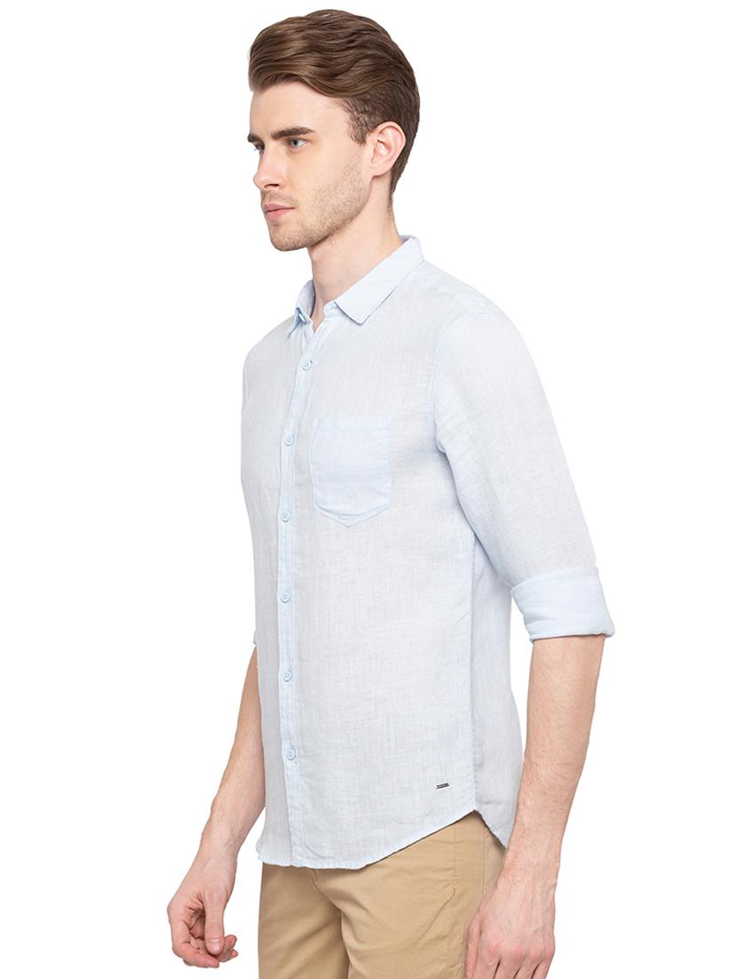 blue solid casual shirt - 16196366 - Zoom Image - 2