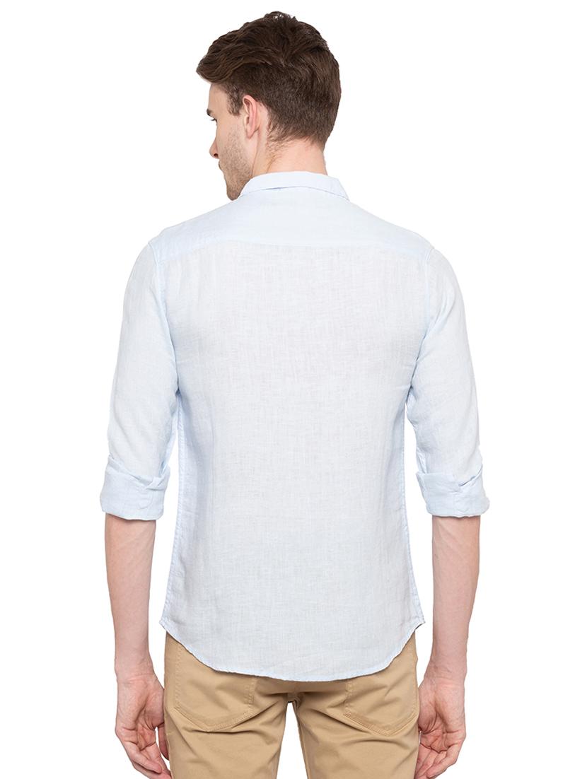 blue solid casual shirt - 16196366 - Zoom Image - 3