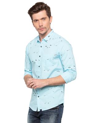 blue printed casual shirt - 16196395 - Standard Image - 2