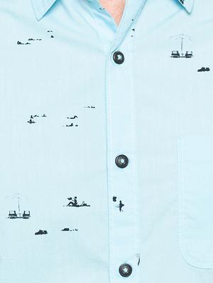 blue printed casual shirt - 16196395 - Standard Image - 5