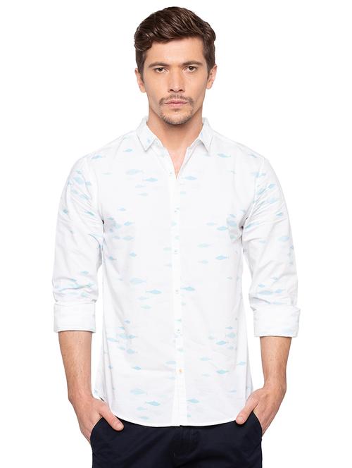 white printed casual shirt - 16196404 - Standard Image - 1