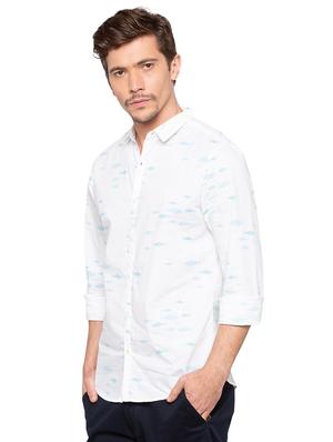 white printed casual shirt - 16196404 - Standard Image - 2