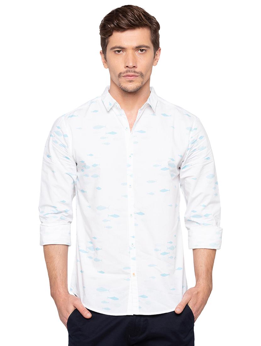 white printed casual shirt - 16196404 - Zoom Image - 1