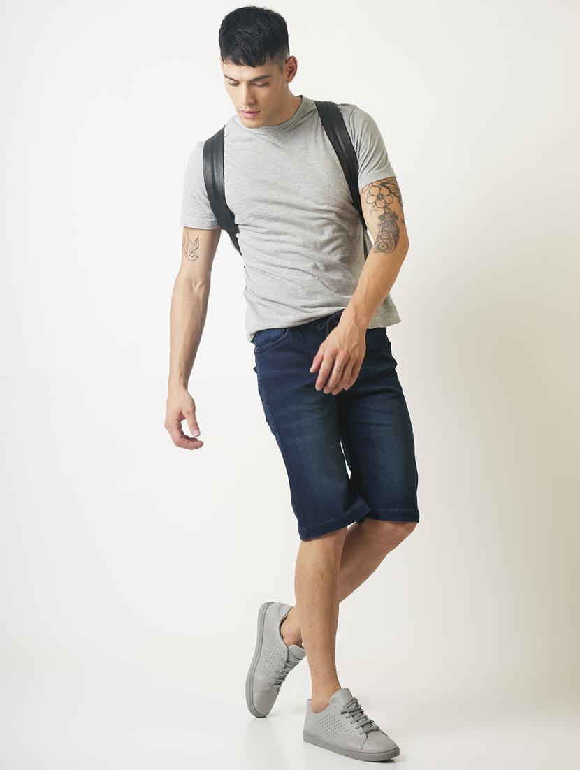 blue washed denim shorts - 16196655 - Zoom Image - 4