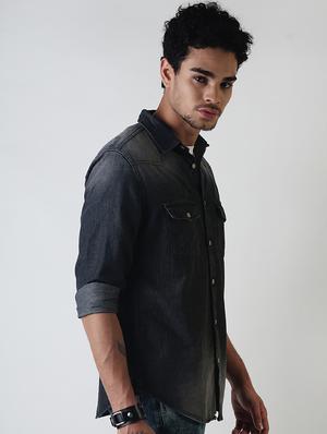grey faded casual shirt - 16196669 - Standard Image - 2