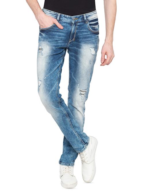 blue heavy washed ripped denim jeans - 16197866 - Standard Image - 1