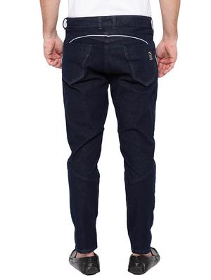 navy blue plain biker denim jeans - 16197880 - Standard Image - 3