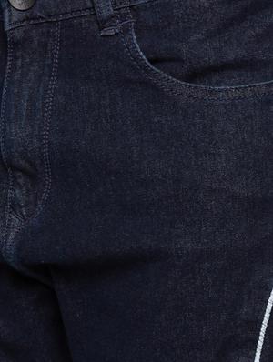 navy blue plain biker denim jeans - 16197880 - Standard Image - 5