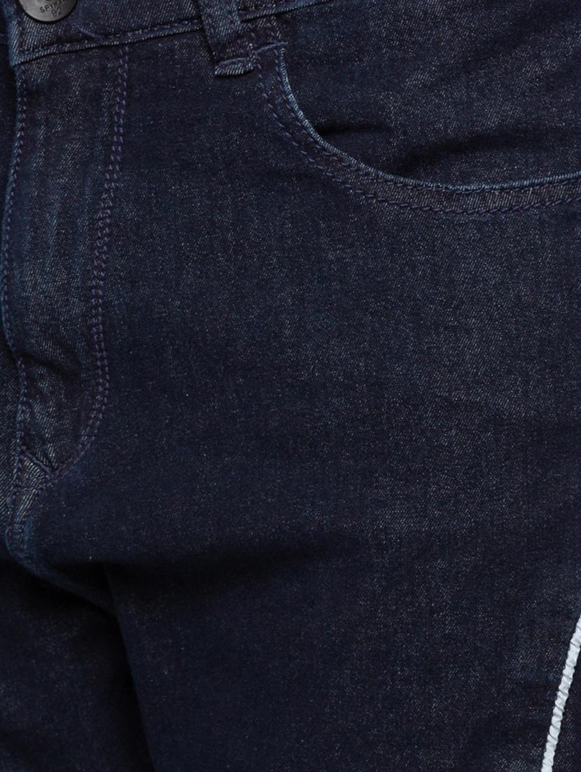 navy blue plain biker denim jeans - 16197880 - Zoom Image - 5