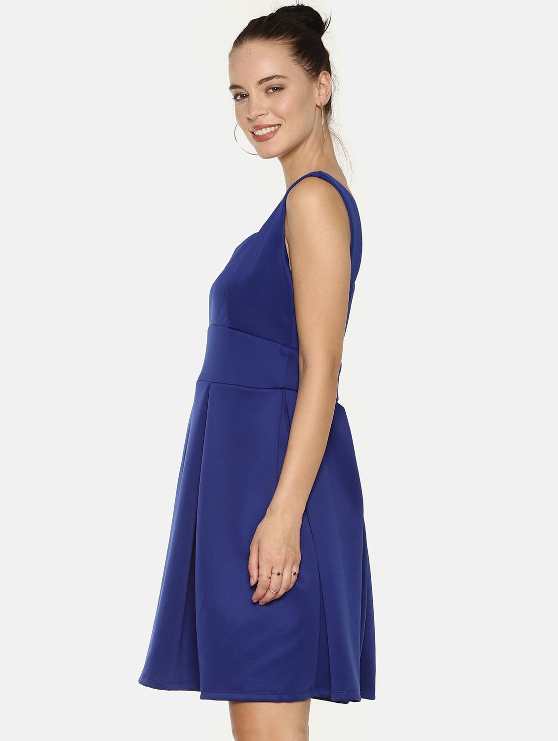 box pleated square neck flared dress - 16198001 - Zoom Image - 2