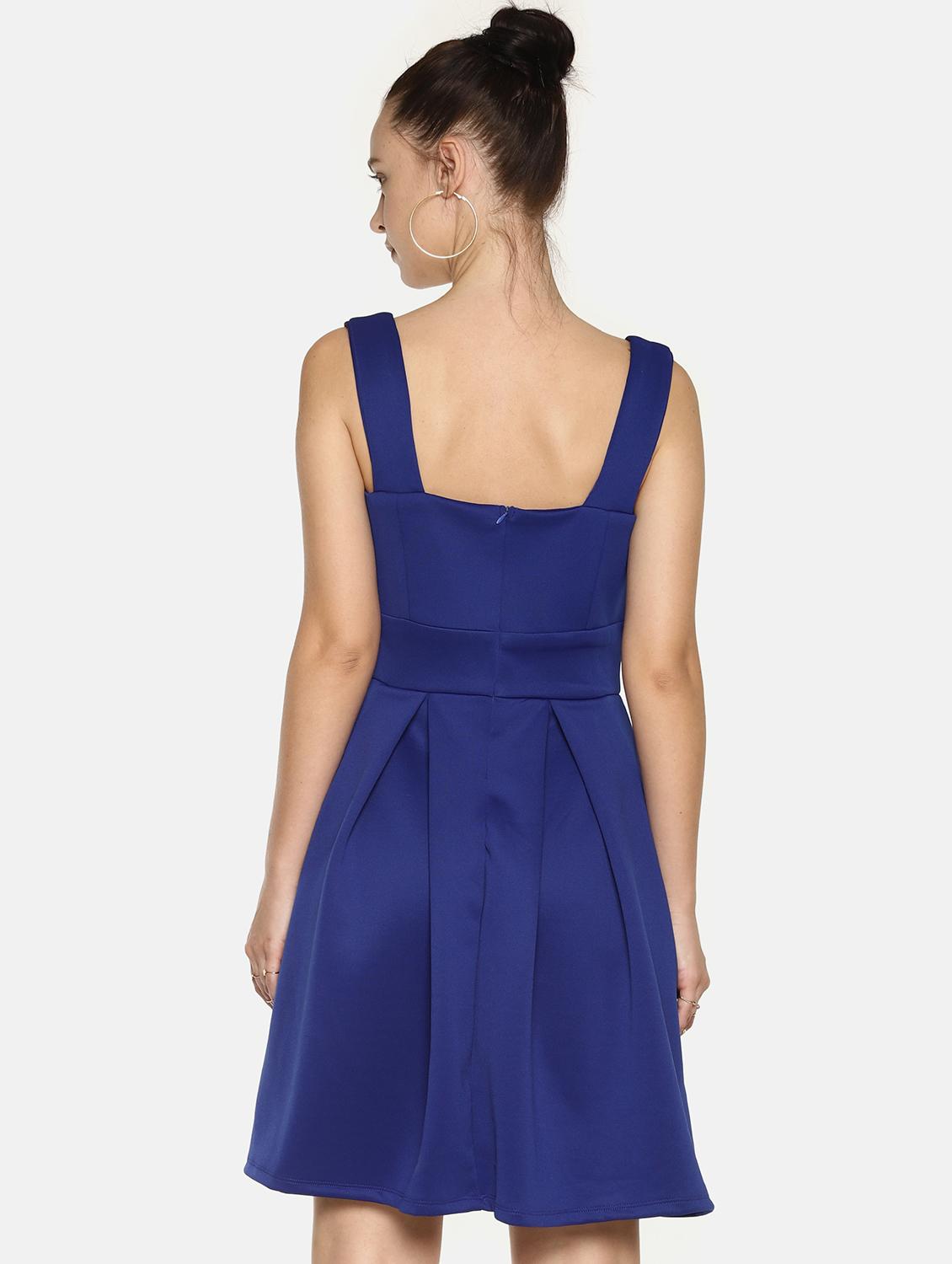 box pleated square neck flared dress - 16198001 - Zoom Image - 3