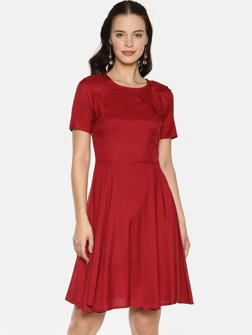 bow detail flared dress - 16198023 - Zoom Image - 1