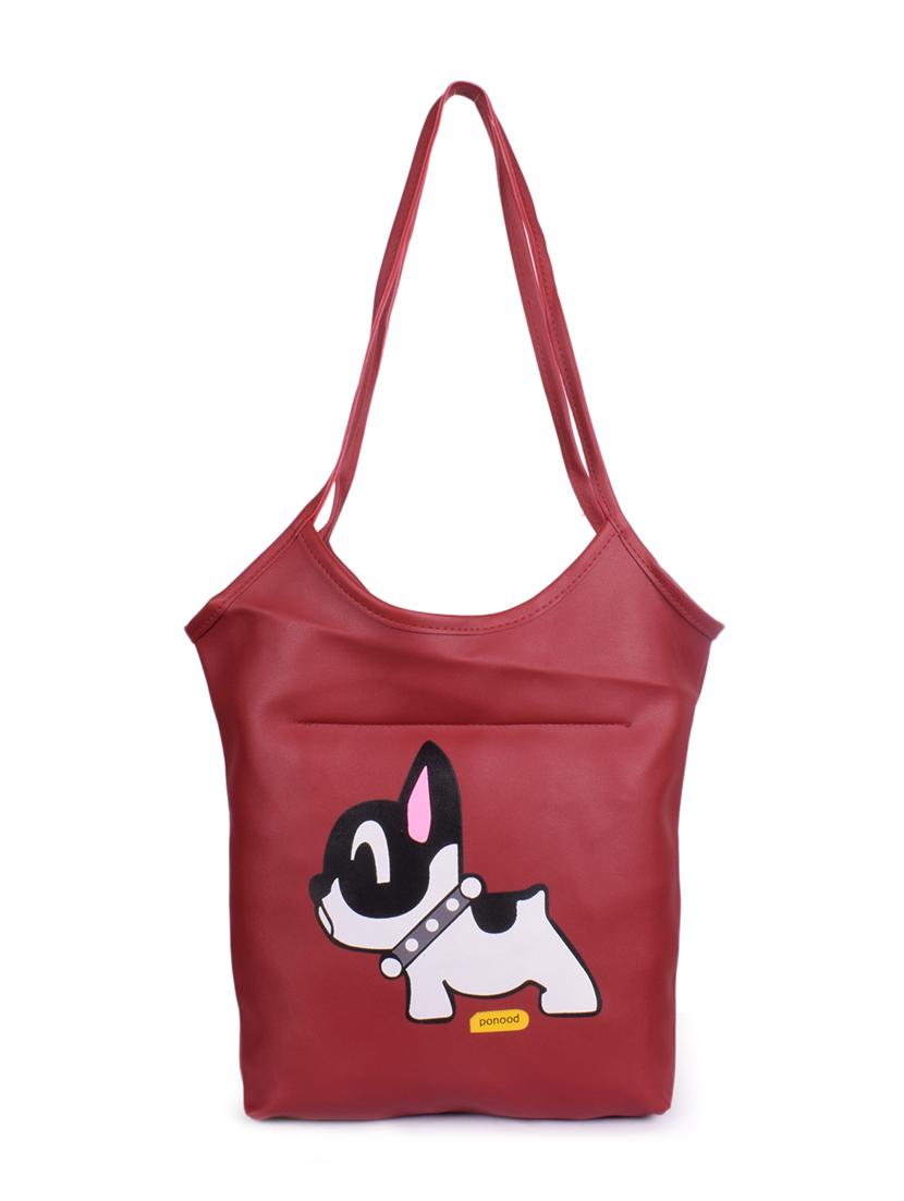 maroon leatherette (pu) regular handbag - 16198587 - Zoom Image - 1