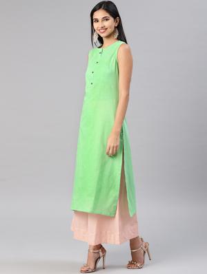 solid straight kurta with embroidered jacket - 16198897 - Standard Image - 2