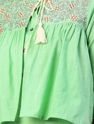 solid straight kurta with embroidered jacket - 16198897 - Standard Image - 4