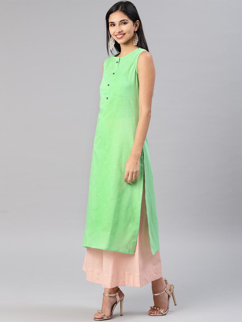 solid straight kurta with embroidered jacket - 16198897 - Zoom Image - 2