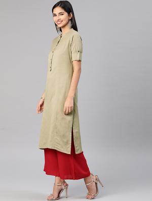 solid straight kurta - 16198899 - Standard Image - 2