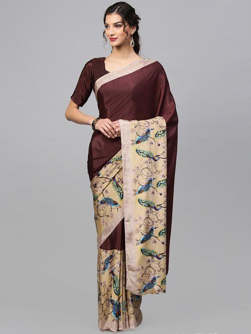 conversational printed saree with blouse - 16199645 - Standard Image - 1