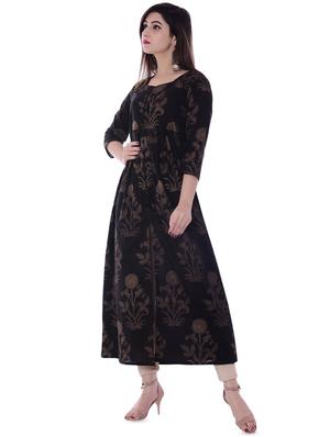 foil printed high slit kurta - 16199887 - Standard Image - 2