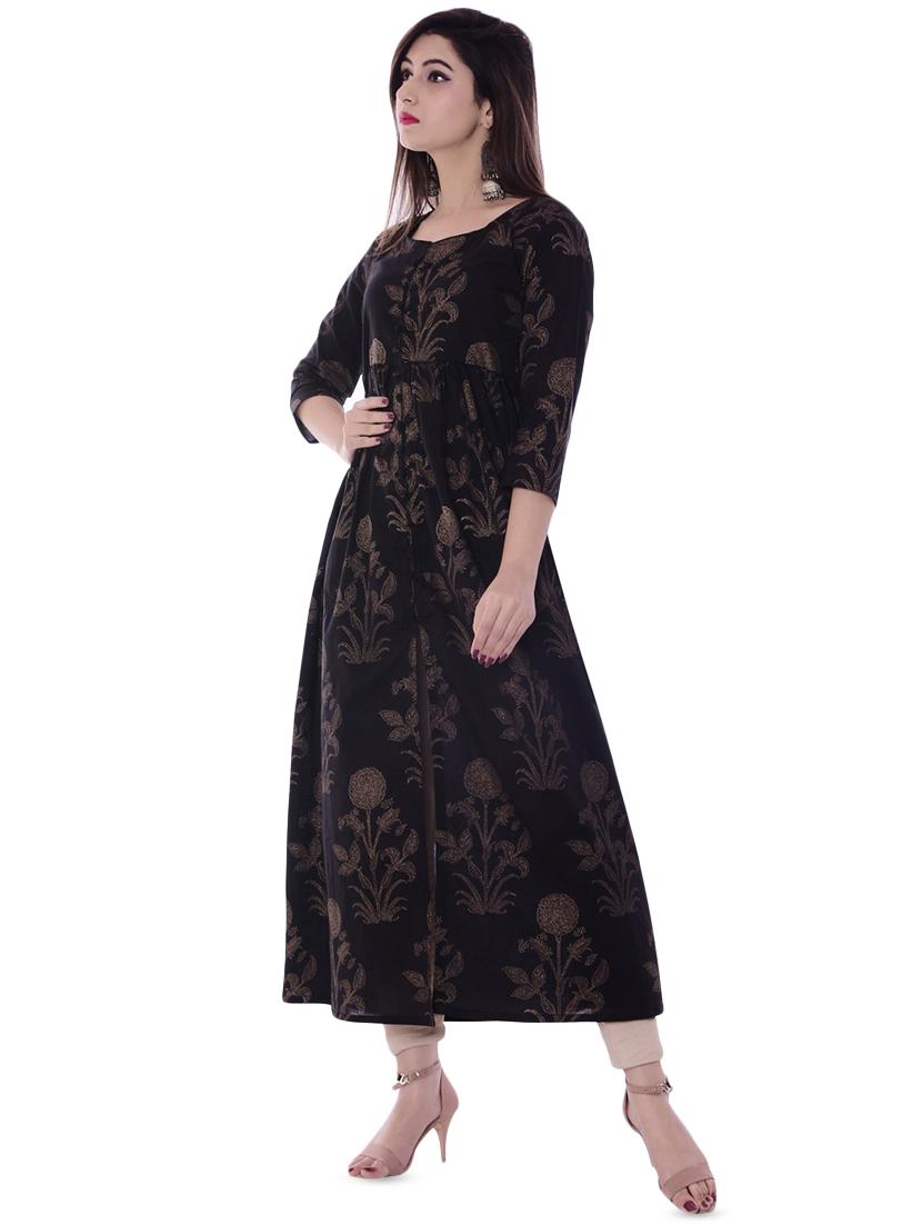 foil printed high slit kurta - 16199887 - Zoom Image - 2