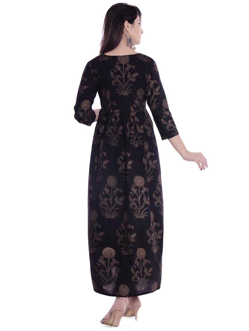 foil printed high slit kurta - 16199887 - Zoom Image - 3