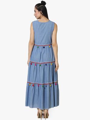 pom pom lace tiered maxi dress - 16200601 - Standard Image - 3