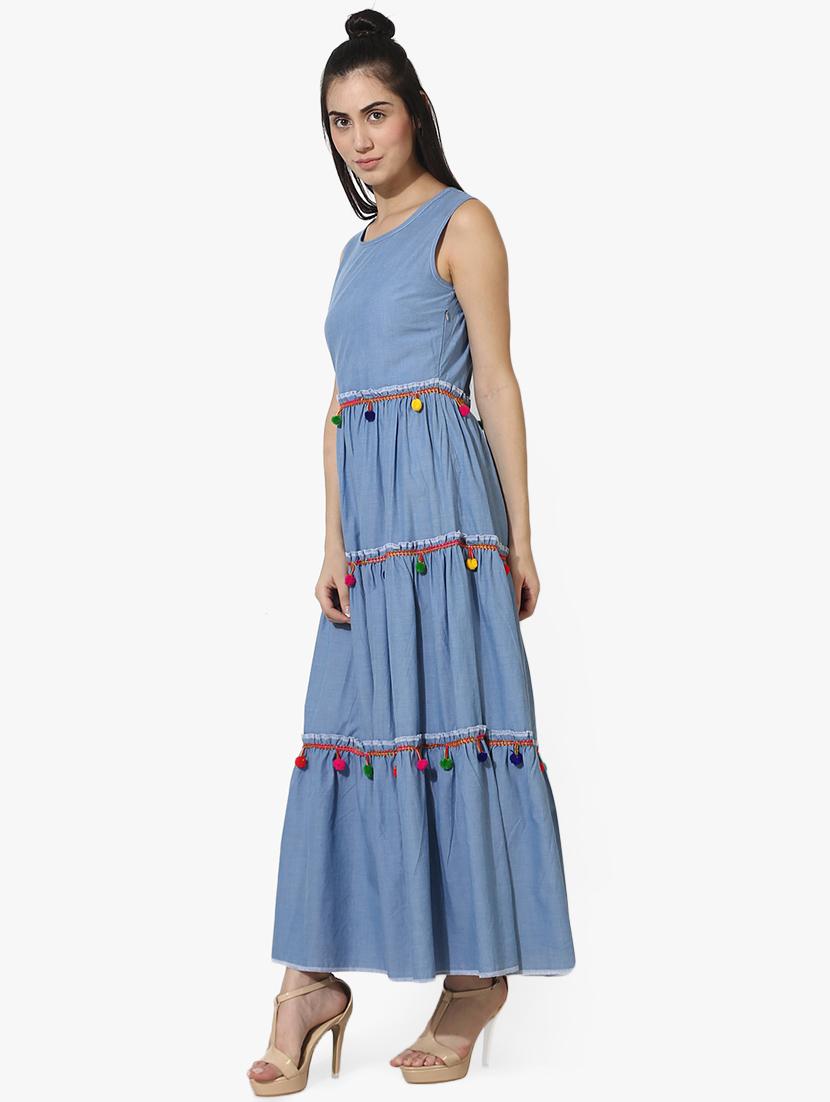pom pom lace tiered maxi dress - 16200601 - Zoom Image - 2