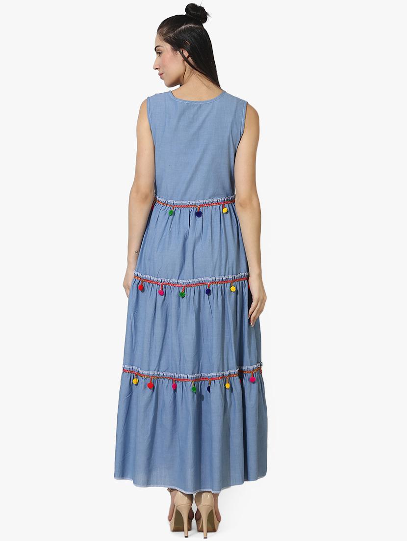 pom pom lace tiered maxi dress - 16200601 - Zoom Image - 3