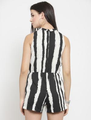 frill trim striped romper - 16201017 - Standard Image - 3