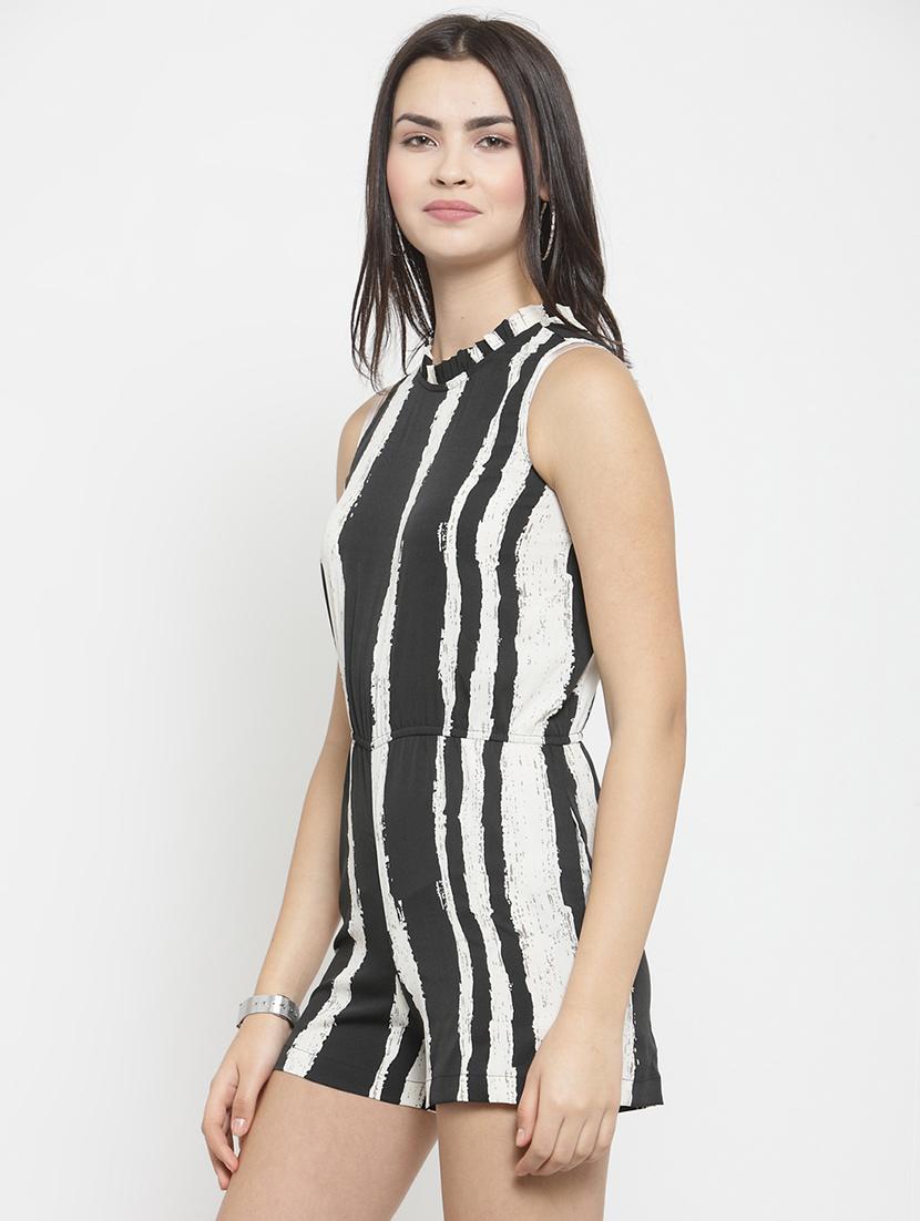 frill trim striped romper - 16201017 - Zoom Image - 2