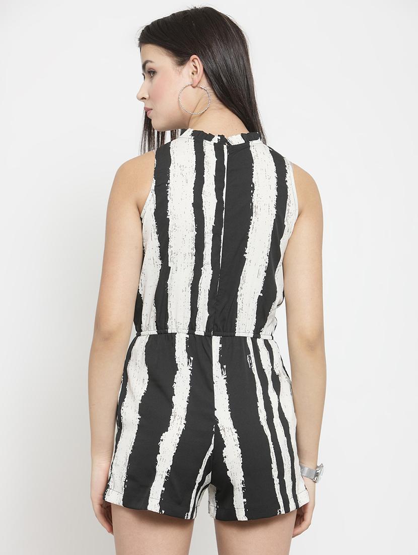 frill trim striped romper - 16201017 - Zoom Image - 3