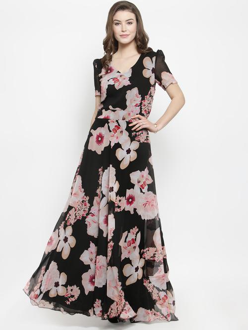 floral flared maxi dress - 16201097 - Standard Image - 1