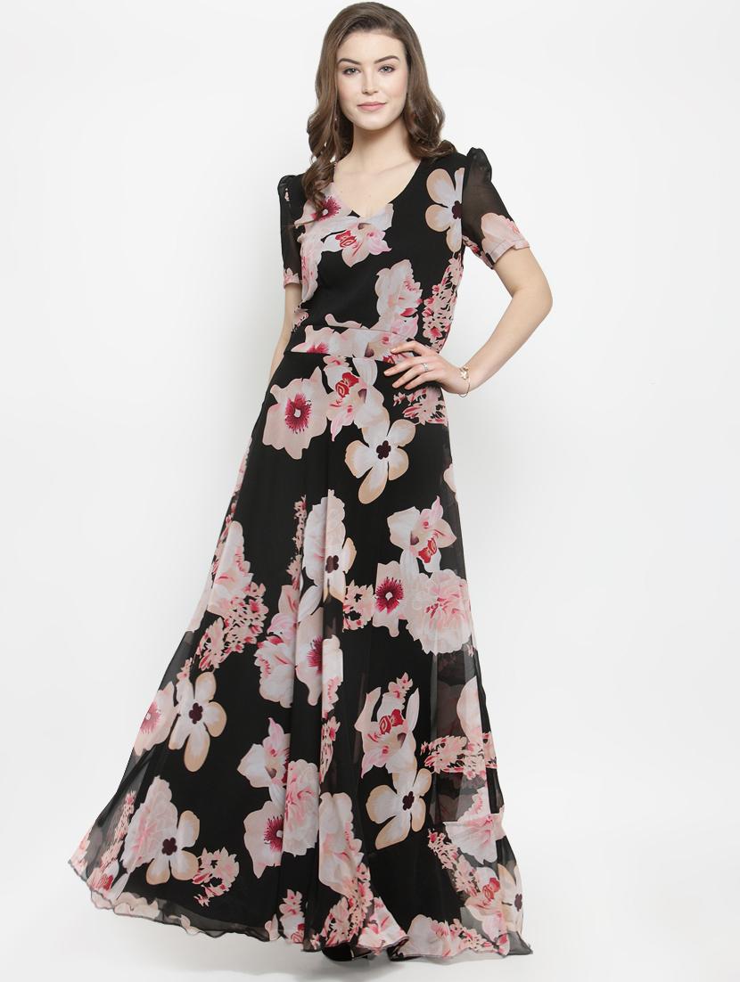 floral flared maxi dress - 16201097 - Zoom Image - 1