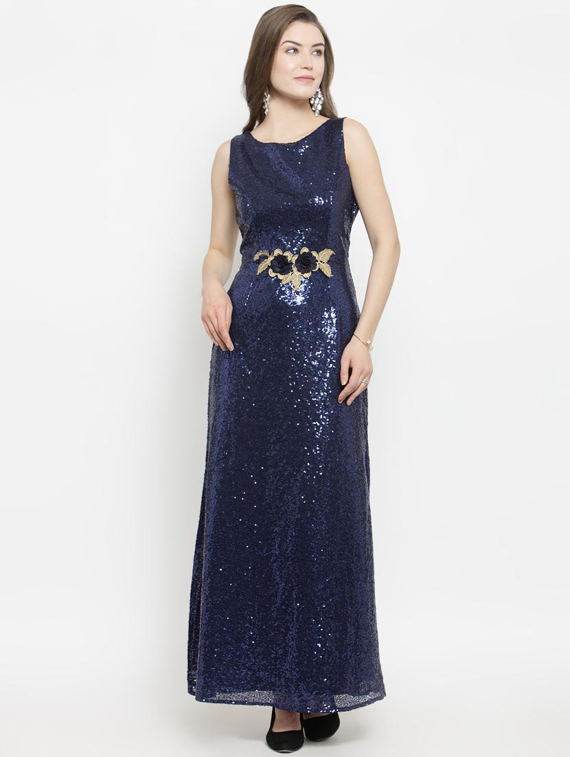 floral appliqued sequined maxi dress - 16201099 - Zoom Image - 1