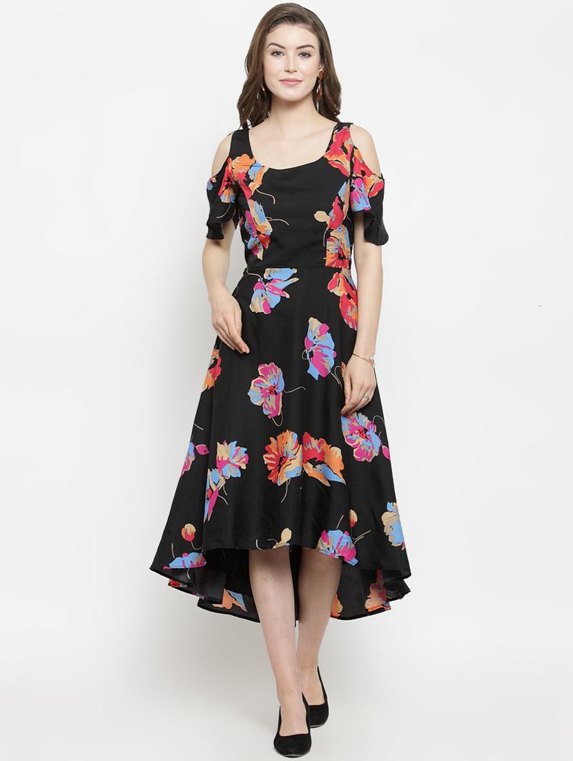 cold shoulder floral high low dress - 16201103 - Zoom Image - 1