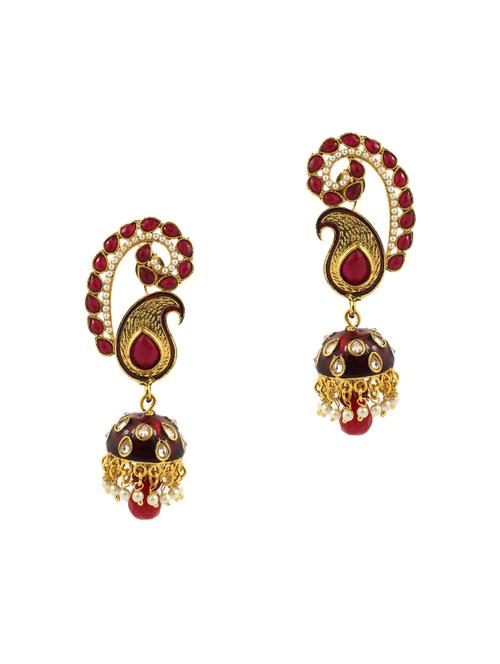 red brass pendants and earring - 16201158 - Standard Image - 1