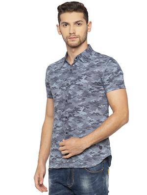 grey camouflage casual shirt - 16201596 - Standard Image - 2