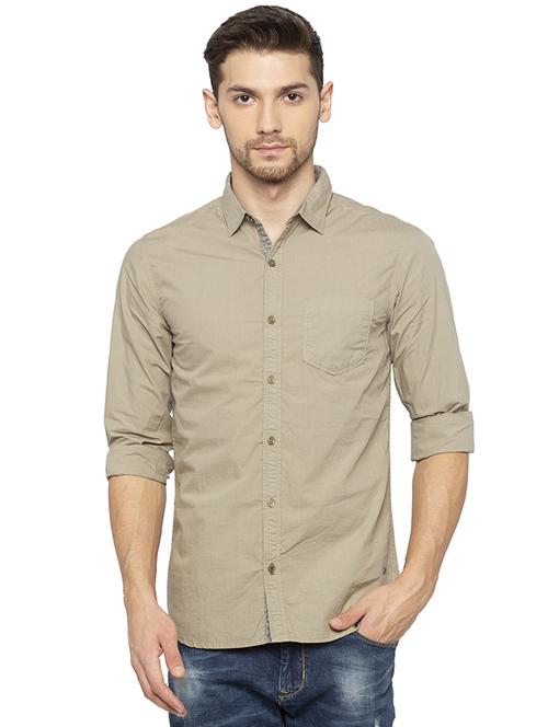 green solid casual shirt - 16201599 - Standard Image - 1