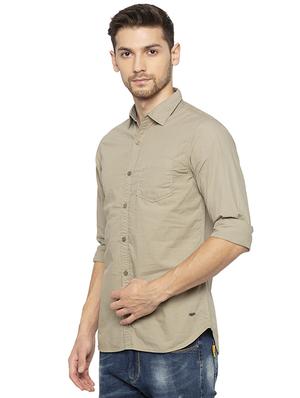 green solid casual shirt - 16201599 - Standard Image - 2