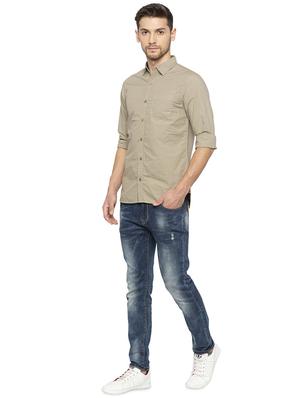 green solid casual shirt - 16201599 - Standard Image - 4