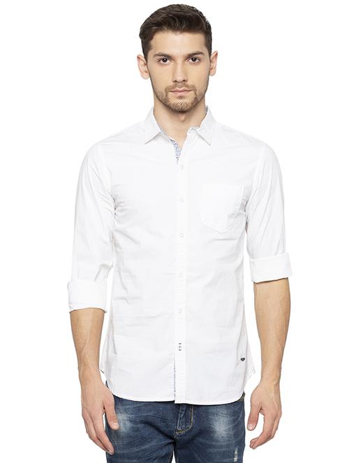 white solid casual shirt - 16201600 - Standard Image - 1