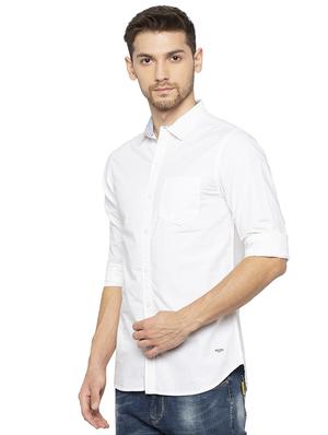 white solid casual shirt - 16201600 - Standard Image - 2