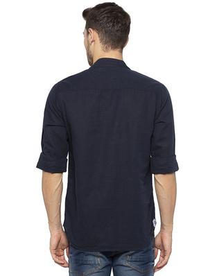 blue solid casual shirt - 16201602 - Standard Image - 3