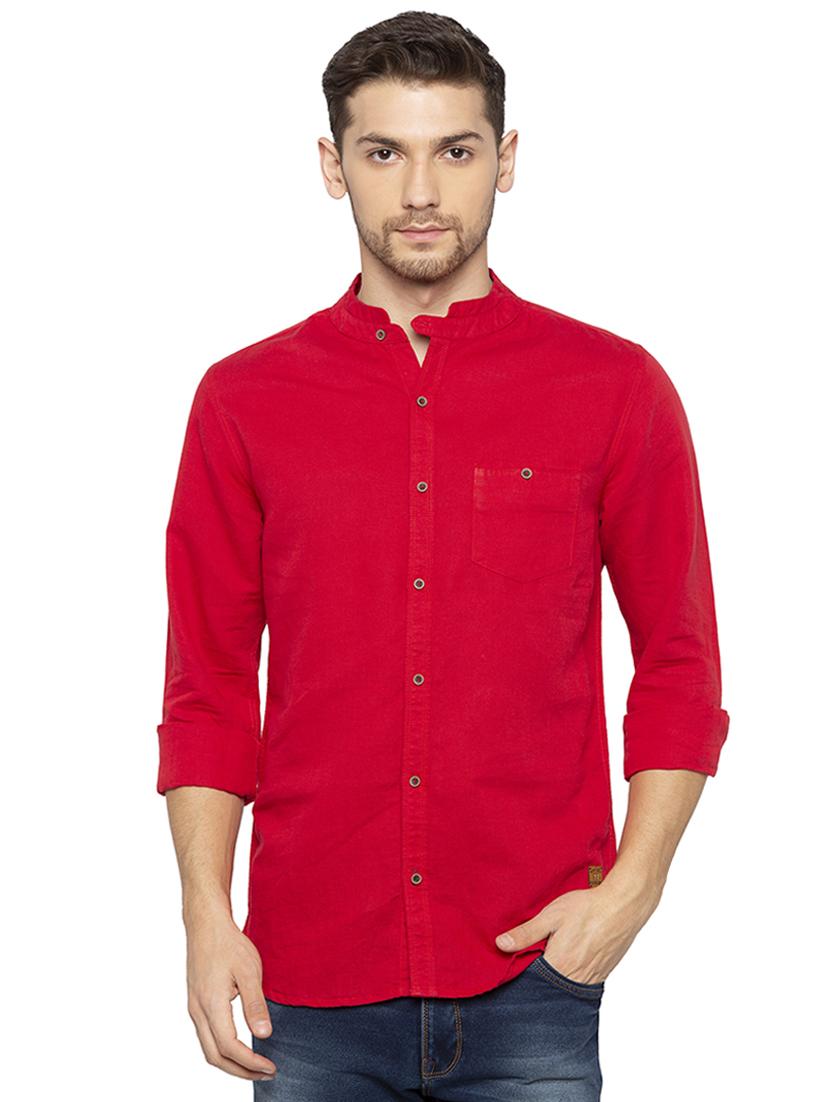 red solid casual shirt - 16201603 - Zoom Image - 1