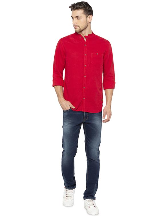 red solid casual shirt - 16201603 - Zoom Image - 4