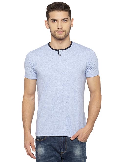 blue solid t-shirt - 16201610 - Standard Image - 1