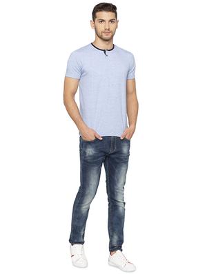 blue solid t-shirt - 16201610 - Standard Image - 4